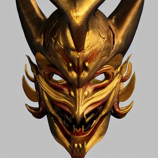 Image similar to demon Mask with sharp horns, dynamic, particulate, intricate, elegant, highly detailed, centered, artstation, smooth, sharp focus, octane render