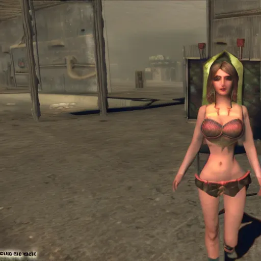 Image similar to Amouranth in UE5 Fallout New Vegas Mod, high detail, award winning