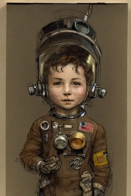 Image similar to (((((portrait of boy dressed as steampunk astronaut costume . muted colors.))))) by Jean-Baptiste Monge !!!!!!!!!!!!!!!!!!!!!!!!!!!