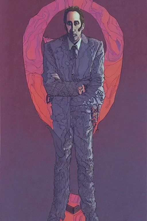 Prompt: Portrait of Nicholas Cage by Moebius