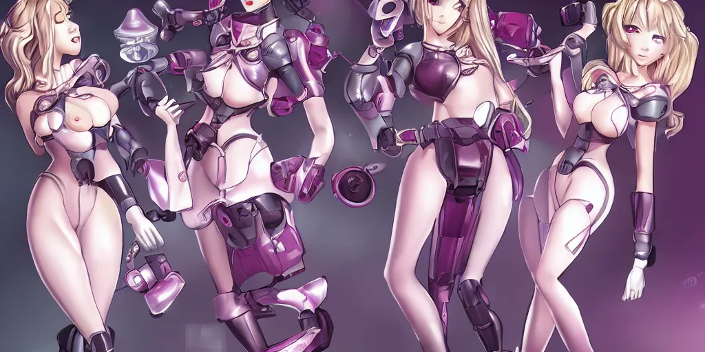 Prompt: beautiful maid android fembots