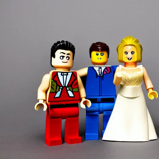 Prompt: johnny bravo wedding made of lego