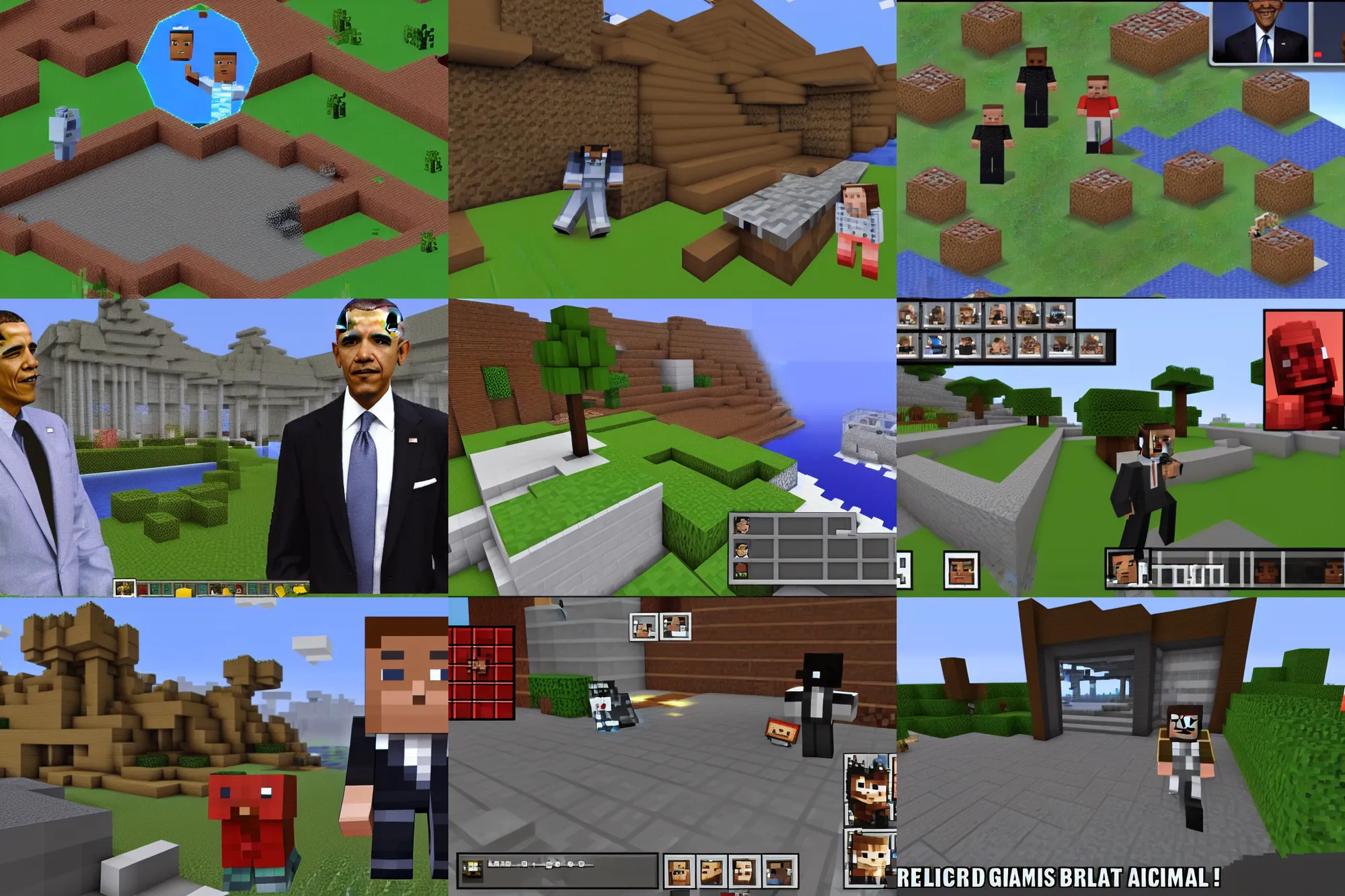 Image similar to barrack obama in a screenshot of the video game minecraft, obama in diamond armor