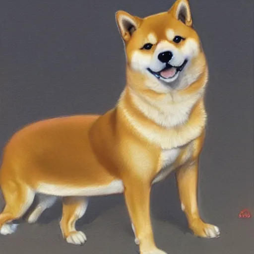 Image similar to Shiba Inu, art by Donato Giancola and James Gurney, digital art, trending on artstation