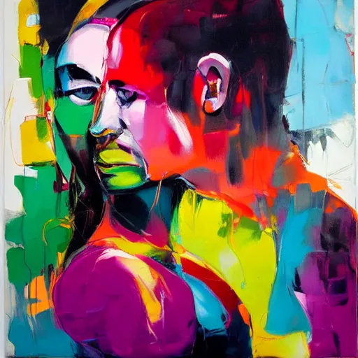 Image similar to a portrait of two lovers in a scenic environment by francoise nielly