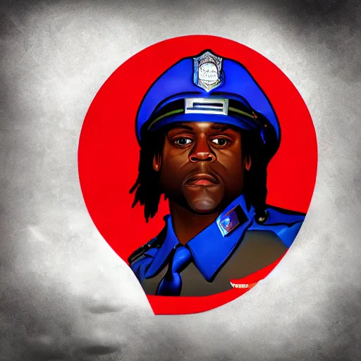 Image similar to chief keef as a police officer digital art very detailed 4 k detailed super realistic