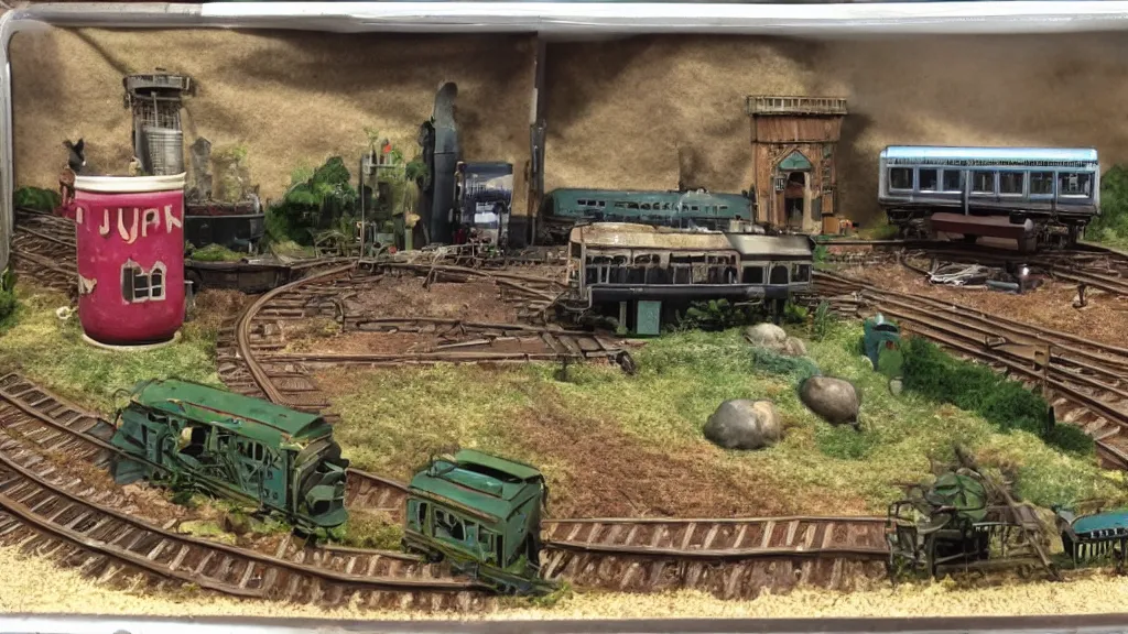 Image similar to juicepunk haggard train diorama