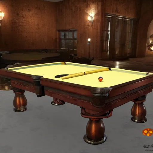 Prompt: steampunk pool table, unreal engine 5, clear