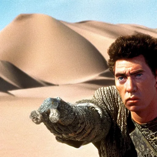 Prompt: kramer in dune 3, high quality movie still