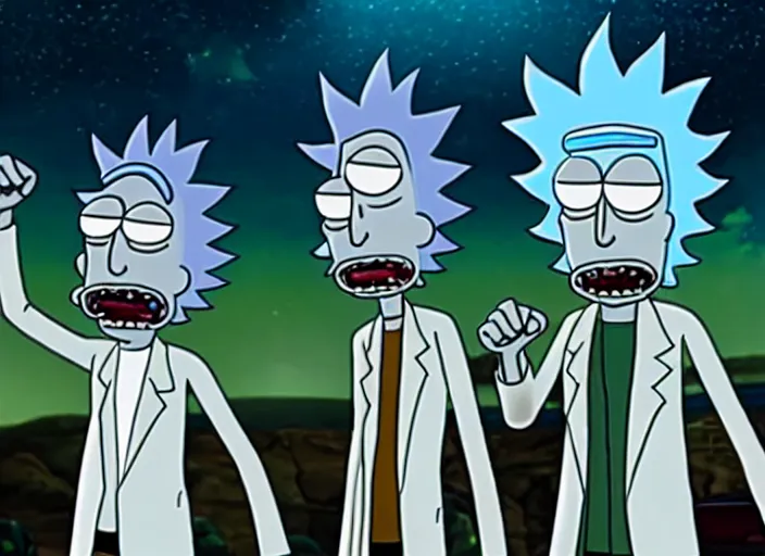 Image similar to film still of rick sanchez rick and morty in the new scifi movie 4 k