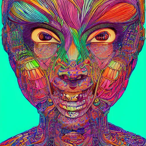 Prompt: the face of an unbelievably beautiful and pretty japanese girl partially made of onion rings of all colors looking down, an ultrafine detailed illustration by james jean, final fantasy, intricate linework, bright colors, behance contest winner, vanitas, angular, altermodern, unreal engine 5 highly rendered, global illumination, radiant light, detailed and intricate environment