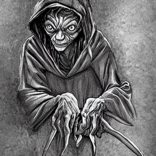 Image similar to Gollum wizard, harry potter style, magic, spells