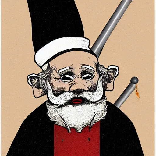 Image similar to illustration of a knome by Rien Poortvliet in the style of Rien Poortvliet