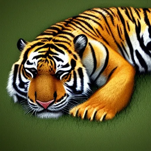 Prompt: a sleeping tiger on grass trending on artstation front view concept art