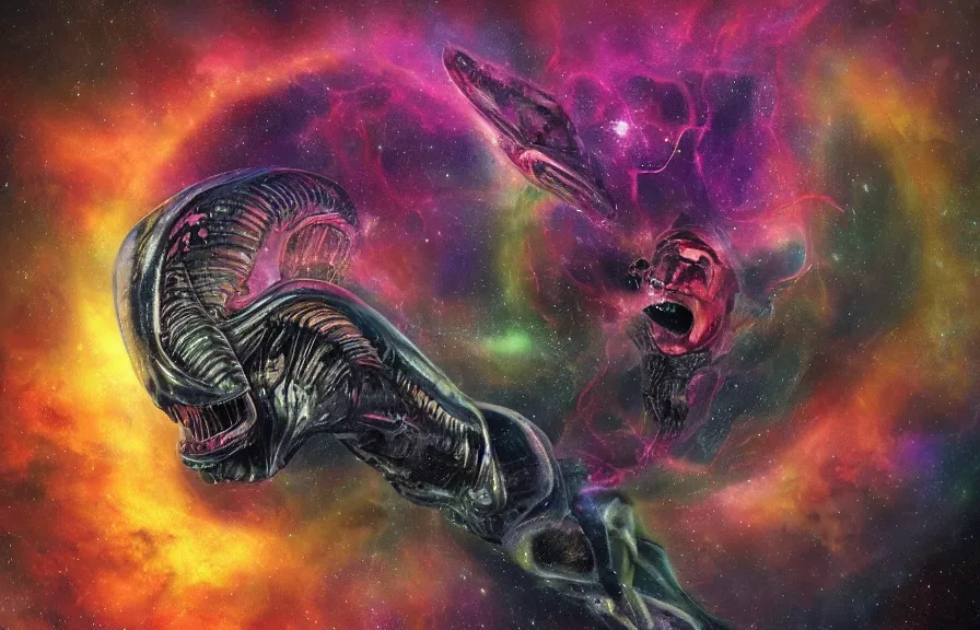 Prompt: alien god monster deep in the cosmos