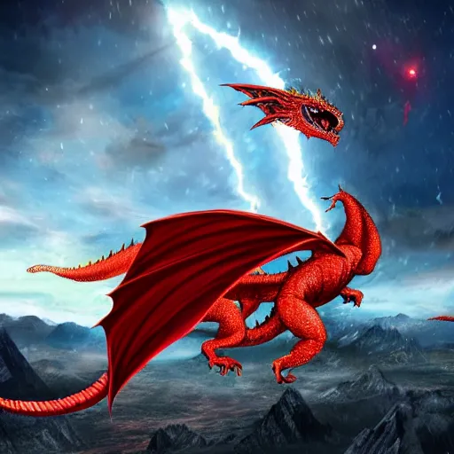 Image similar to ishowspeed fighting a big red dragon in the sky, realistic