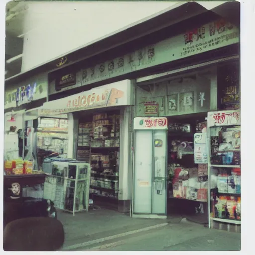 Prompt: polaroid photo of a singaporean provision shop