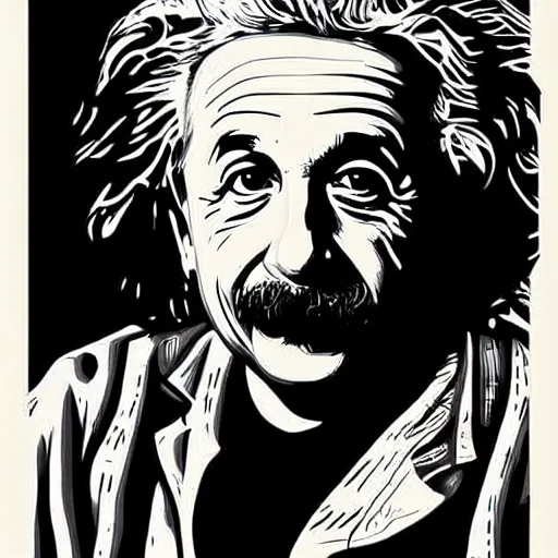 Prompt: einstein poster by shepard fairey