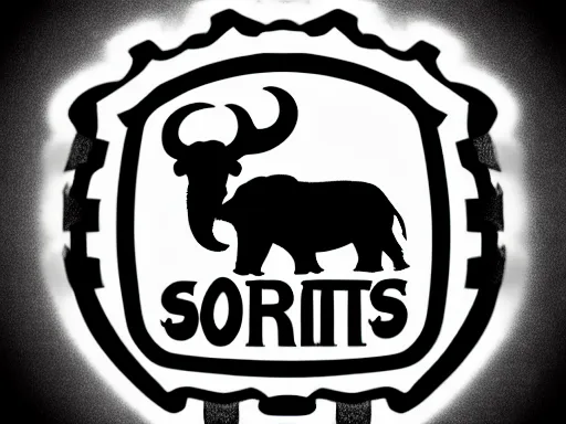 Image similar to stylized wooly mammoth sports logo!!! black and white logo design