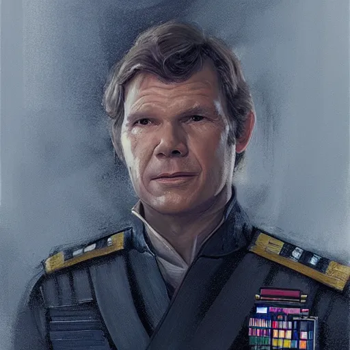 Image similar to portrait of a Man by Greg Rutkowski, Han Solo as an Admiral of the Galactic Alliance, he is about 70 years old, wearing military navy uniform of the Galactic Alliance, Star Wars Expanded Universe, highly detailed portrait, digital painting, artstation, concept art, smooth, sharp foccus ilustration, Artstation HQ