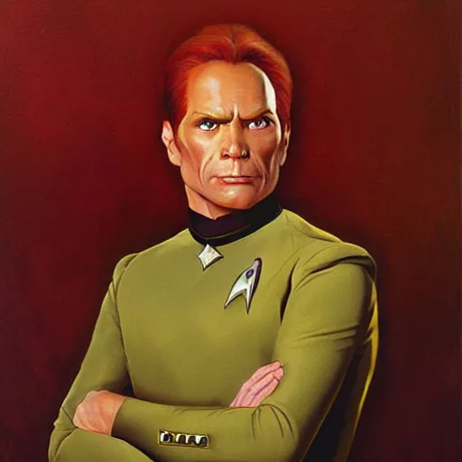 Prompt: a portrait of a manly dr crusher, star trek the next generation. highly detailed painting by gaston bussiere, craig mullins, j. c. leyendecker, furry