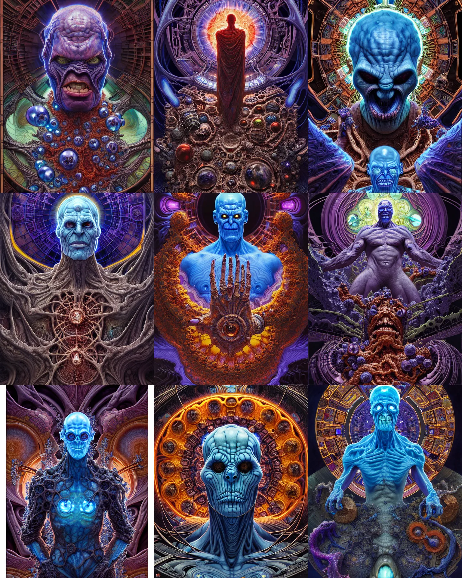 Prompt: the platonic ideal of mandelbulb mandala of cletus kasady ultimate carnage thanos dementor doctor manhattan chtulu nazgul, detailed, intricate, hyperrealism, intense, scary, decay, dmt, art by brock hofer and artgerm and greg rutkowski and alphonse mucha