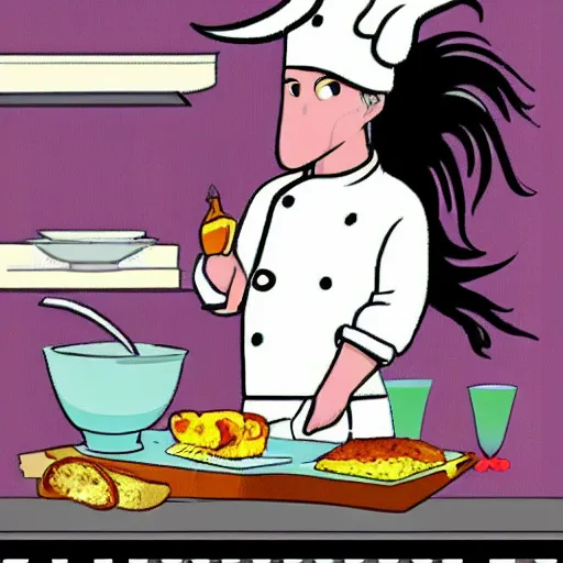 Image similar to A unicorn working as a chef