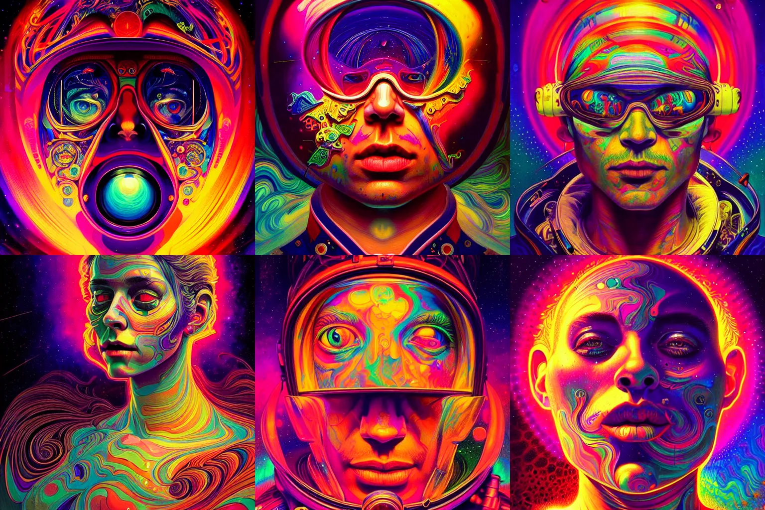 Image similar to An extremely psychedelic experience, colorful, surreal, dramatic lighting, cosmonaut, LSD, face, detailed, intricate, elegant, highly detailed, digital painting, artstation, concept art, smooth, sharp focus, illustration, art by Sam Spratt, Dan Mumford, Artem Demura and Alphonse Mucha