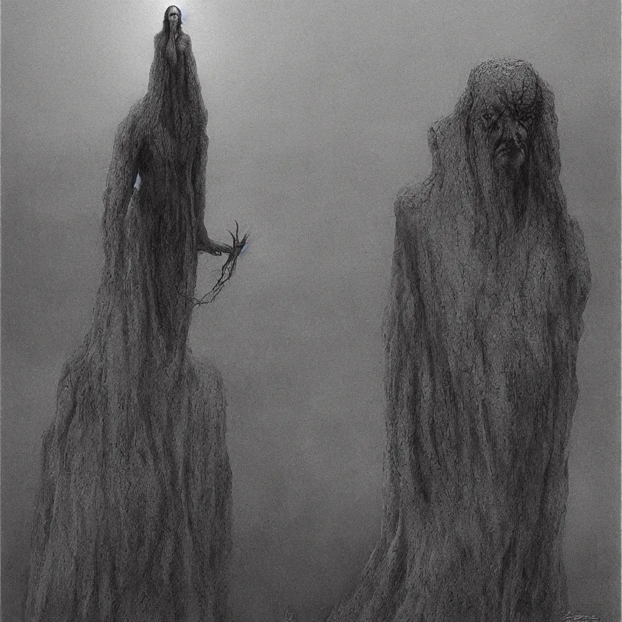 Prompt: false prophet by zdzislaw beksinski, color