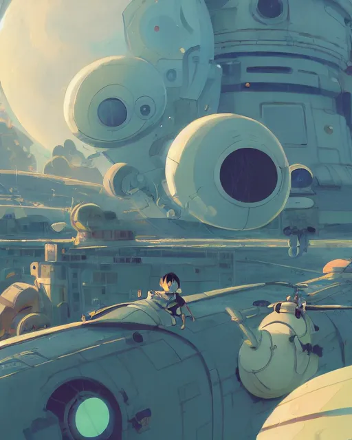 Image similar to landing on the space station settlement, cory loftis, james gilleard, atey ghailan, makoto shinkai, goro fujita, studio ghibli, rim light, exquisite lighting, clear focus, very coherent, plain background, soft painting