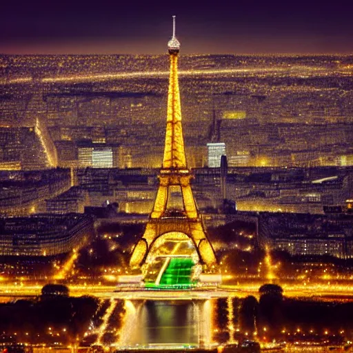 Image similar to award winning photo of paris at night, realistic photo