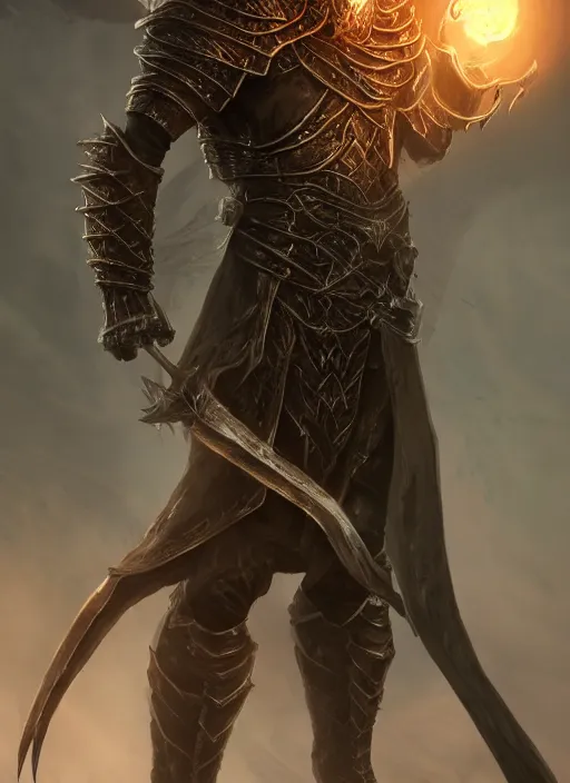 Image similar to ultra detailed fantasy eldritch knight, elden ring, realistic, dnd character portrait, full body, dnd, rpg, lotr game design fanart by concept art, behance hd, artstation, deviantart, global illumination radiating a glowing aura global illumination ray tracing hdr render in unreal engine 5