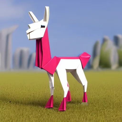 Prompt: *realistic full body cute retro llama, Origami Studio 3 design, Toon Boom render