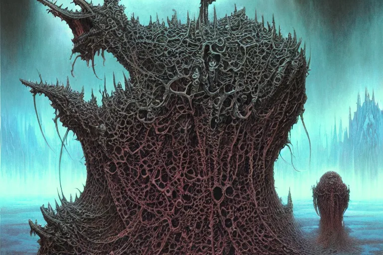 Image similar to that is not dead which can eternal lie and with strange aeons even death may die, intricate, ultra high definition, ultra detailed, symmetry, sci - fi, dark fantasy, by wayne barlowe