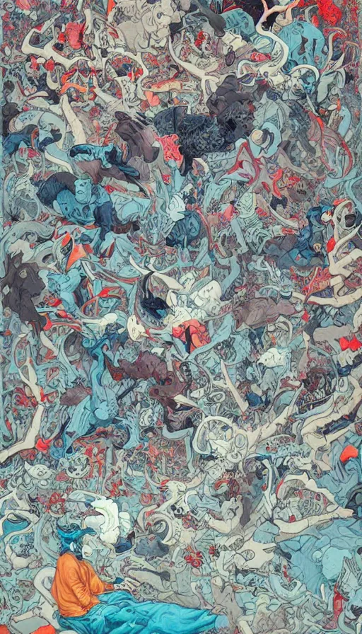 Prompt: the end of the world, by james jean,