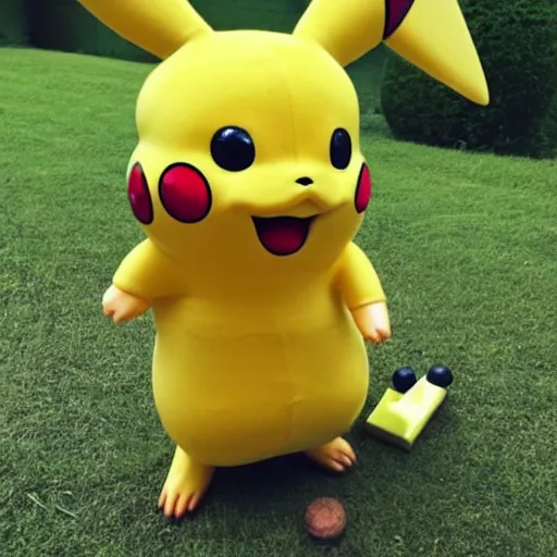 Prompt: a brick pikachu