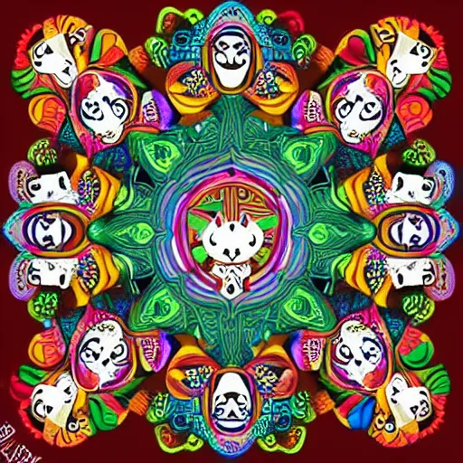 Image similar to A mandala of cats!