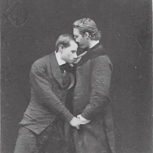 Image similar to outlaw men kissing, 1 8 0 0 s