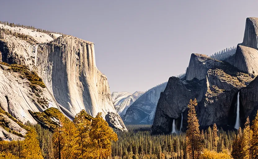 Prompt: yosemite, faded photography