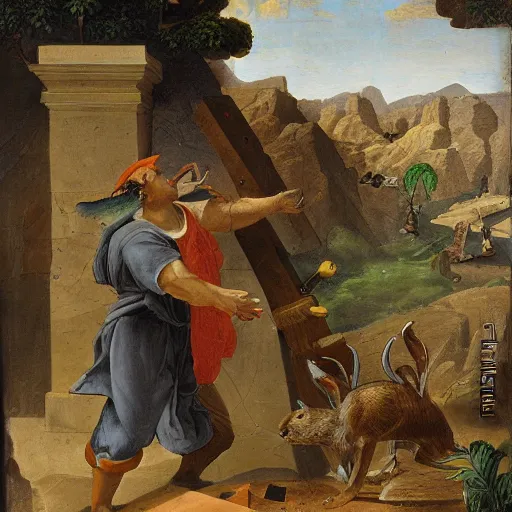 Prompt: allegory of jackrabbits and jackhammers