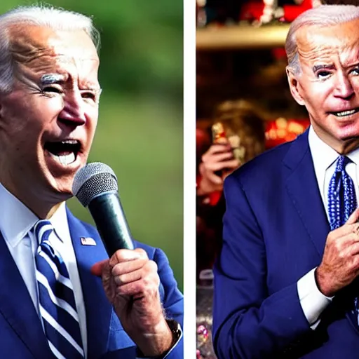 Prompt: joe biden screaming'soda!! ', photograph