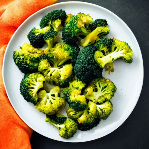 Prompt: orange broccoli on a plate