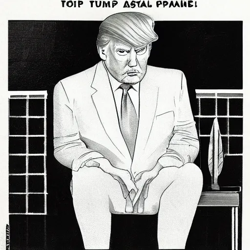 Prompt: donald trump sitting on the toilet, smooth, elegant, sharp focus, highly detailed