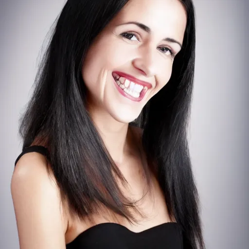 Image similar to german-italian woman with black hair, lovely smile, photo, protrait