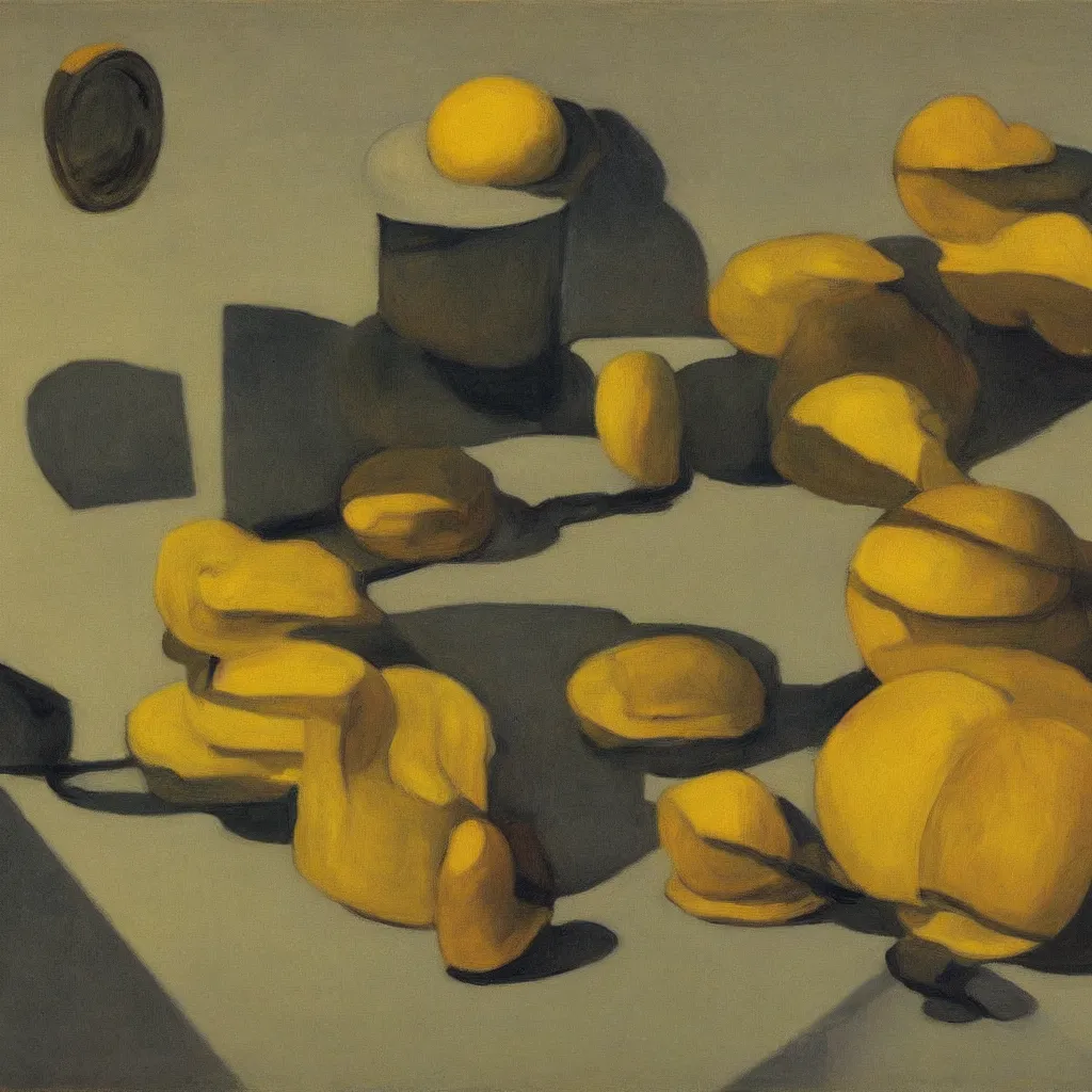 Prompt: a still life of a blind melon by Edward Hopper