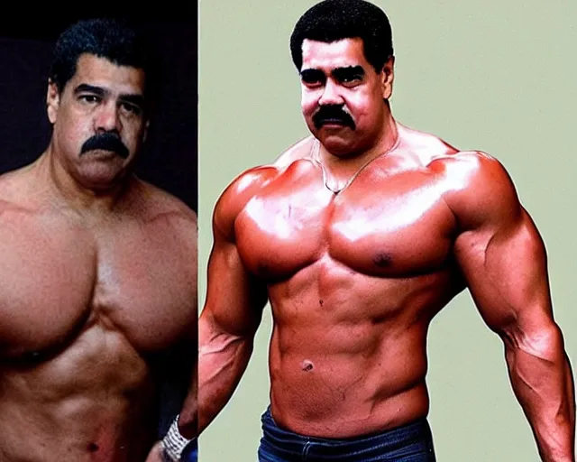 Prompt: Nicolás Maduro in Baki, Baki style, Baki, bodybuilder, muscular, anime