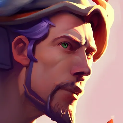 Image similar to Greg Manchess portrait painting o Guybrush Threepwood as Overwatch character, medium shot, asymmetrical, profile picture, Organic Painting, sunny day, Matte Painting, bold shapes, hard edges, street art, trending on artstation, by Huang Guangjian and Gil Elvgren and Sachin Teng