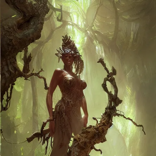 Image similar to tree goddess, epic, fantasy, incricate details, craig mullins