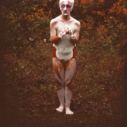 Prompt: expired kodak film photograph of strange butoh dancer, 8 k, award winning photography, cinematic