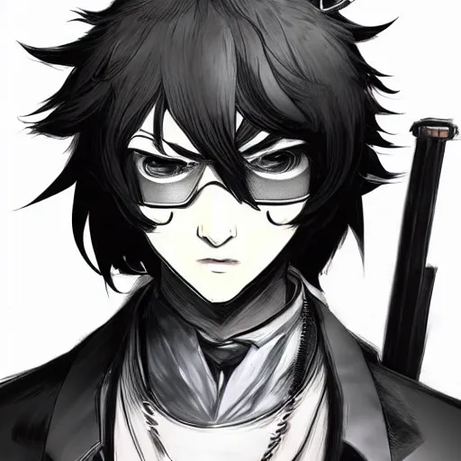 Prompt: Portrait of Ren Amimiya from Persona 5, art style of Yoji Shinkawa, Highly detailed, fantasy themed